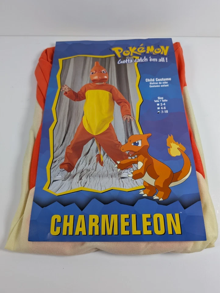 复古 Charmeleon Pokemon 儿童服装 尺寸 7-10 任天堂 1999 - 无面具 — 第 3/4 张图片