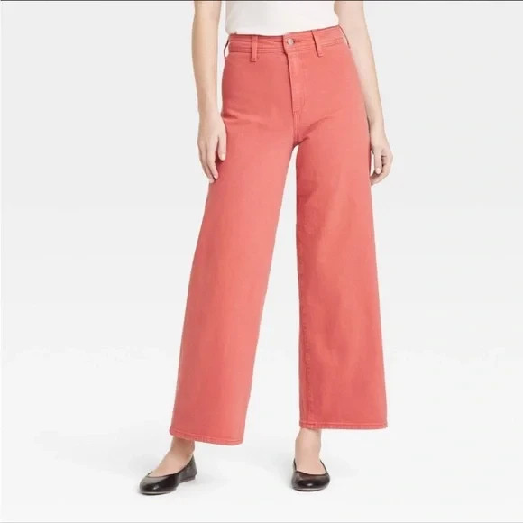 Universal Thread Women's High Rise Sailor Wide Leg Ankle Jeans Red Size 6