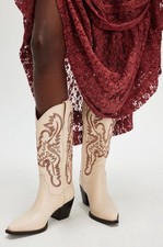 Free People Jeffrey Campbell Dagget Western Boot Ivory Neutral Leather 8 NIB