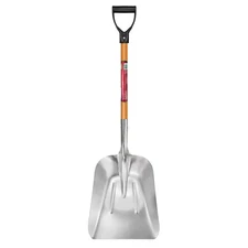 28 In. D-Grip Short Wood Handle Aluminum Scoop Shovel