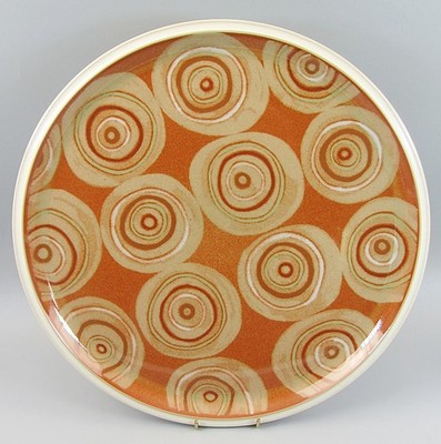 Denby Fire Chilli 13'' Platte Steinzeug Hackplatte Platte Orange Kreise