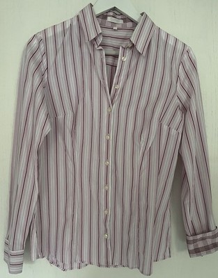 Schiesser Bluse Gr. 38 rosa Bordeaux grau weiß gestreift Langarm
