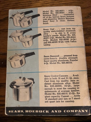 #ad Sears Pressure Cooker 1950’s Recipe Book $8.00