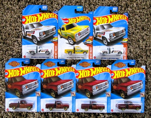 Hot Wheels 1978 DODGE LI'L RED EXPRESS TRUCK, Lot of 7, Color / Card ...