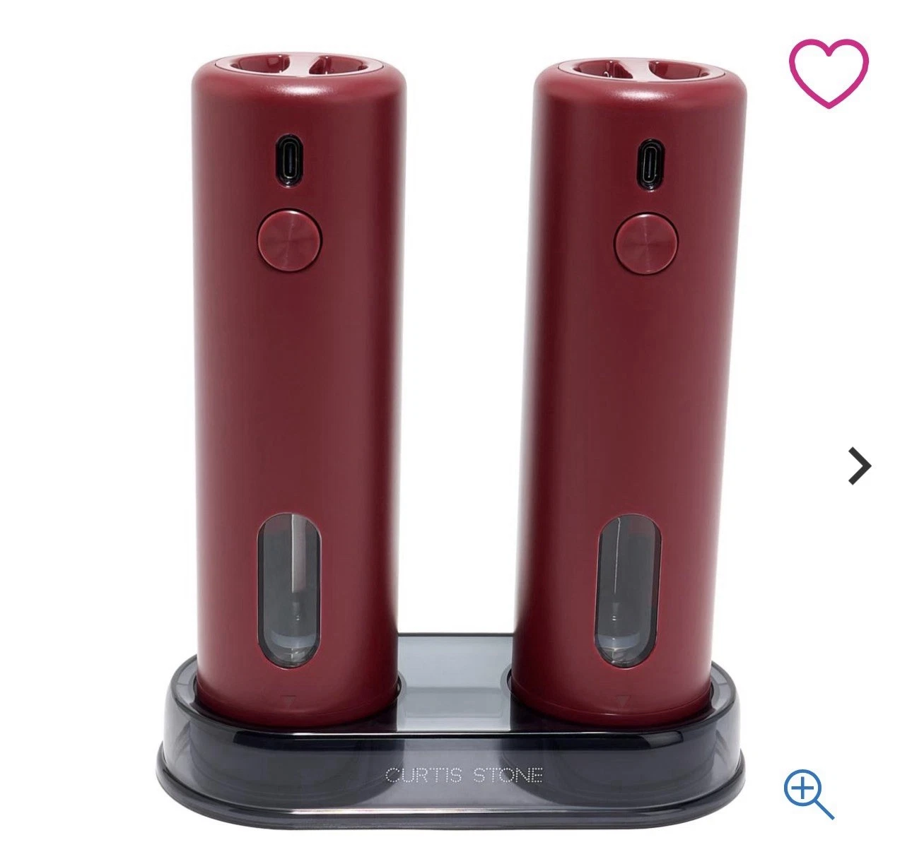 Curtis Stone Rechargeable Spice Grinders Set of 2 Red 810569 Salt & Pepper