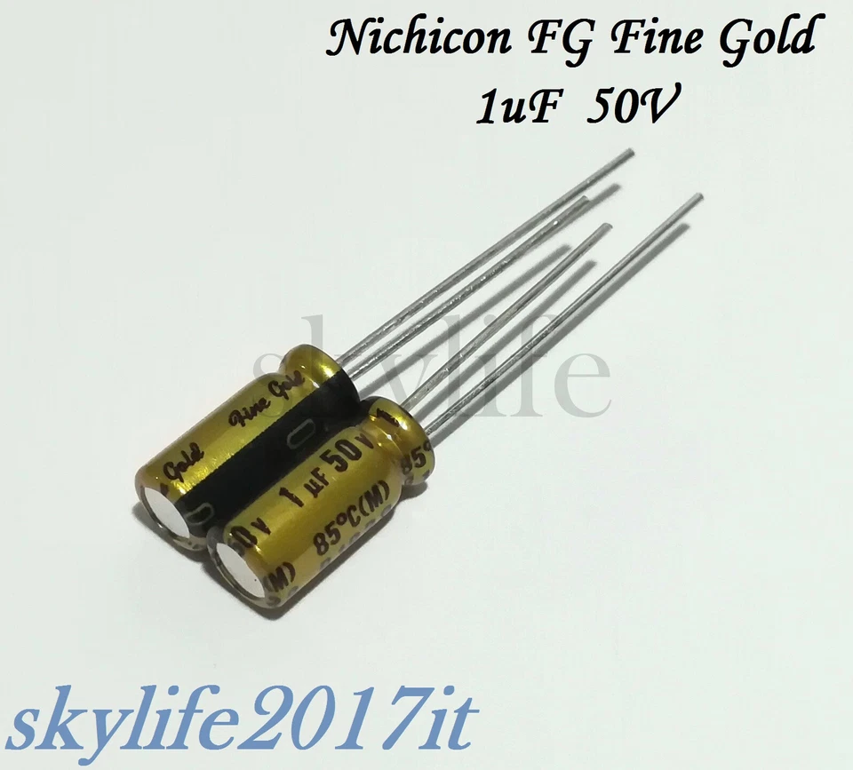 2 pz Condensatore elettrolitico 1uF 50V NICHICON FG Fine Gold MUSE Audio Hi-fi