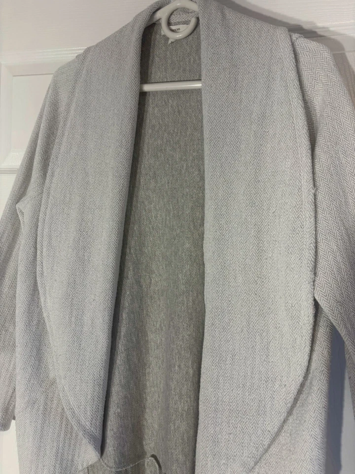 Maurices Cardigan Sweater Women's 1X White Herringbone Polyester Knit Open Front - Image 4 of 4