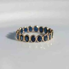 2Ct Oval Cut Lab Created Blue Sapphire Wedding Band Ring 14K Yellow Gold Plated