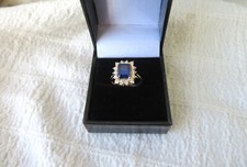 14CT GOLD DIAMONIQUE DCQZ BLUE & WHITE STONE RING, BIRM MARKS, SIZE L 1/2, 3.08g
