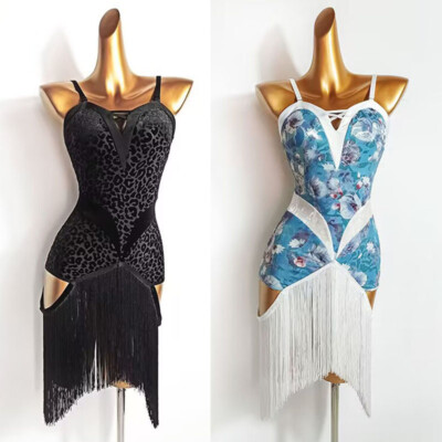 Professional Latin Rumba Fringes Ballroom Performance Dance Dress Competition