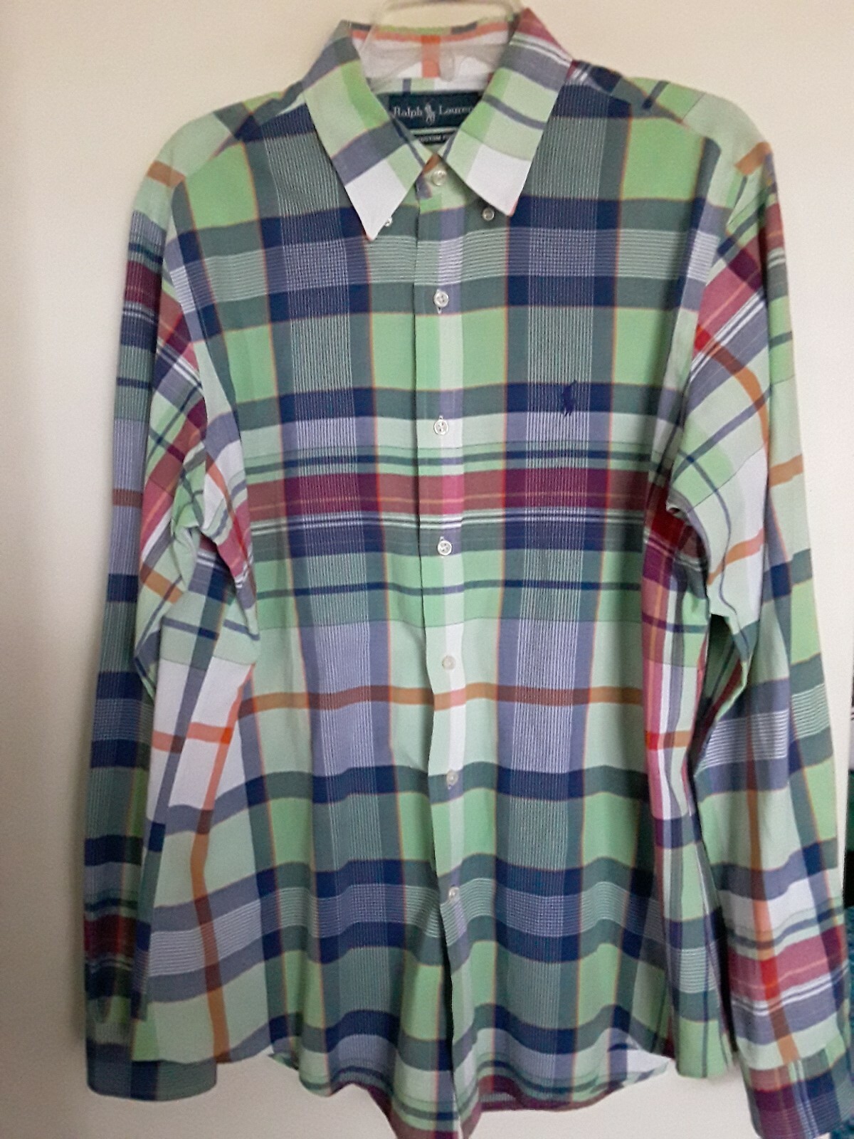 Ralph Lauren Custom Fit Long Sleeve Plaid Check Shirt with Pony Logo