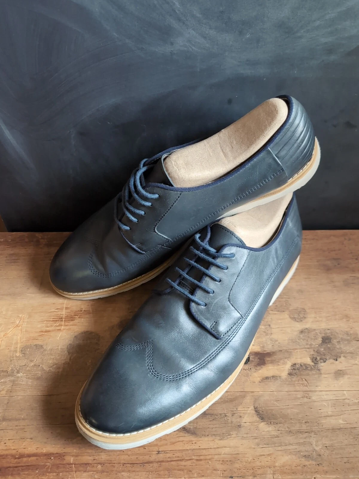 Oxford Clarks uomo 12 punta ala pelle casual stringate blu 21951 lavoro matrimonio