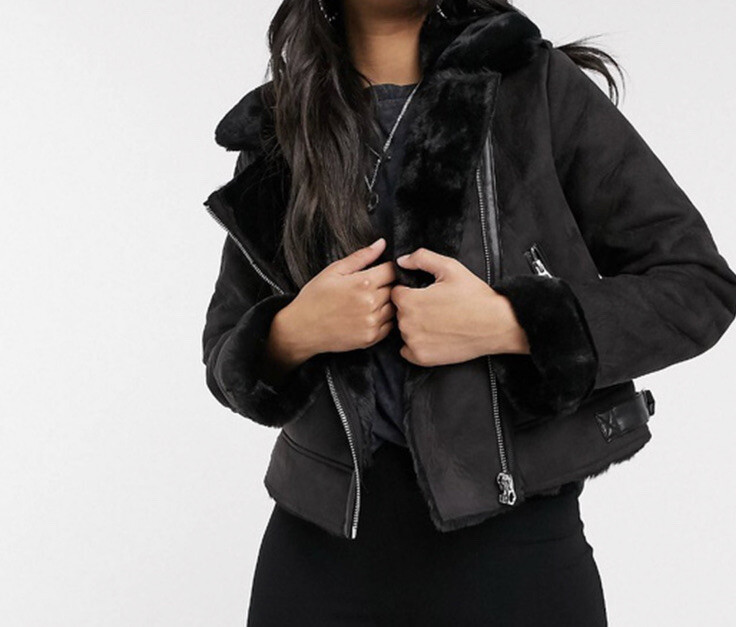 Sold Out Stradivarius Black Fur Cropped Coat! Size S! RRP £46