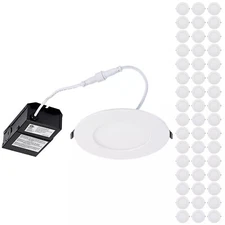 48 Pack 10.5W 4-Inch Slim LED Recessed Light with J-Box, White