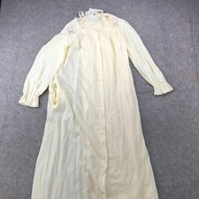 Vintage Jc Penny Gown Nightgown Small Petite Yellow Embroidered Floral