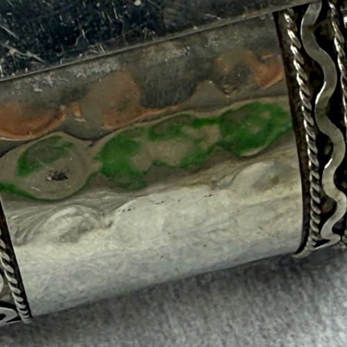 Bracciale in metallo tono argento martellato largo intrecciato bordo testurizzato boho - Foto 13 di 17