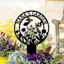 Personalized Garden Metal Sign With Stake, Custom Garden Name Sign, Mother's Day