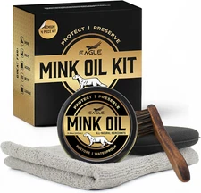 Mink Oil Leather Care Kit - Conditioner, Cleaner, Waterproof Formula, 4 Pieces
