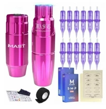 Mast Tour Tattoo Pen Kit 2 Wireless Battery Power Supply 20Pcs Cartridge