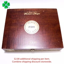Perla Del Mar Short Robusto Shade Empty Wood Cigar Box 9" x 7.25" x 1.75"