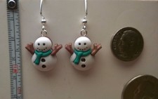 Red or Green Scarfed Snowman Earrings for winter or Christmas time
