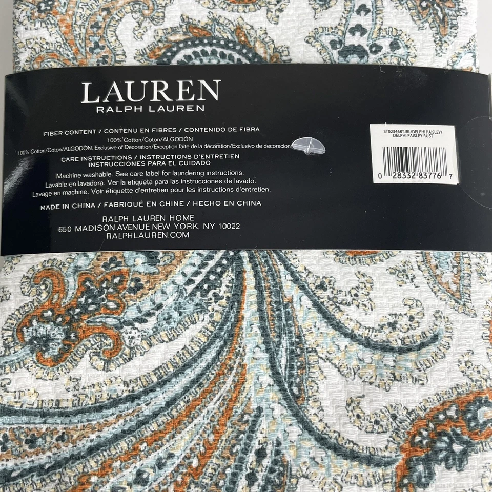 Juego de 3 toallas de cocina Ralph Lauren Delphi Paisley Rust verde azulado oscuro 100 % algodón Foto 4 de 4
