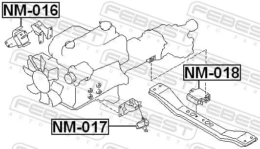 Supporto motore posteriore NM-018 FEBEST per NISSAN TERRANO II PICK UP TERRANO I