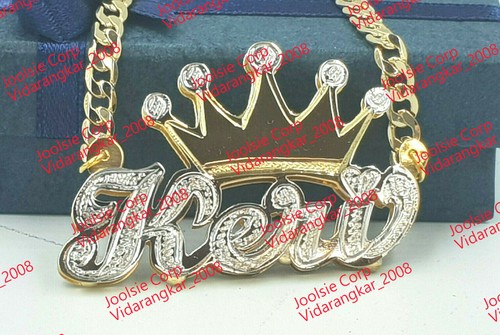 Personalizzato 14K Oro Placcato 3D DOUBLE PLATED Script Targhetta Collana  con corona ROLEX | eBay