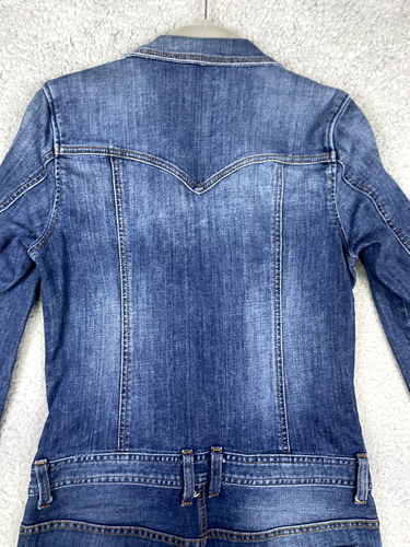 GUESS Denim Jeans Jumpsuit Long Sleeve Coverall Zip Front Woman's Size 27 - Picture 18 of 20