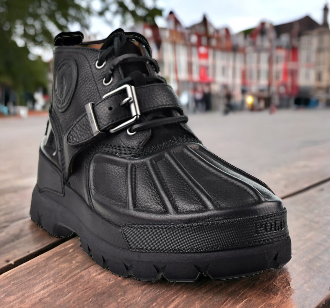 POLO RALPH LAUREN 黒 レザーバックルブーツ 7B レザー ブーツ | ラルフ ローレン公式オンラインストア