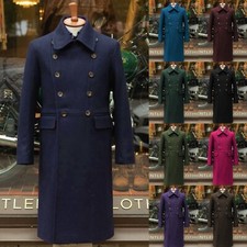 100 Cashmere Mens Long Overcoat Jacket Winter Warm Double Breasted Outdoor Wear