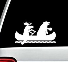 Moose Bear Canoe Camping Decal Sticker for Car Window Outdoors Adventure BG 677