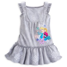 DISNEY STORE FROZEN SILVER KNIT DRESS FOR GIRLS NWT NICE STYLE DETAIL
