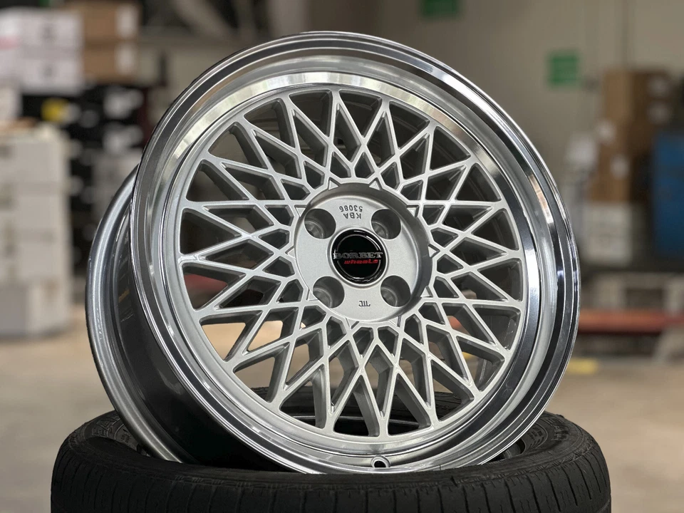 New 17x7J BORBET B Germany (4 Wheel) SILVER 4x100 BMW E30 E21 offset 25 - Изображение 3 из 4