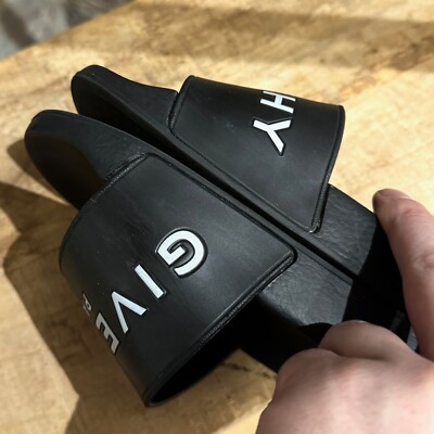 Givenchy Black White Logo Rubber Slide Sandals - size 5 US | eBay