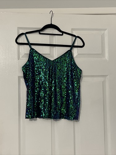 Allegra K Women's Sequined Vest Shining Camisole Club Party Sparkle Cami Top - Picture 4 of 6