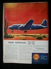 VTG 1948 Original Magazine Ad Shell Gas Gasoline Today's Temperature 250 High 