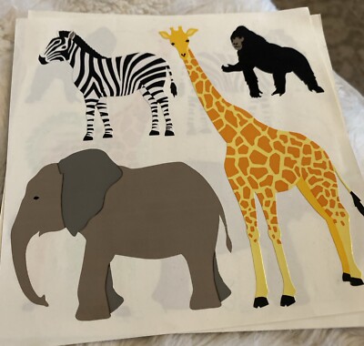 Vintage Mrs Grossman's Stickers Zoo Animals Elephant Zebra Giraffe 1 Big Sheet