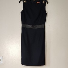 Tory Burch Navy Blue Sleeveless Dress with Leather Detail size 2