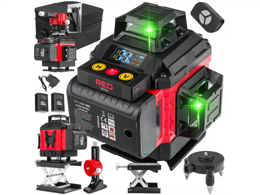 Laser croix 4D 360 vert autonivelant Red Technic portée 40m haute précision