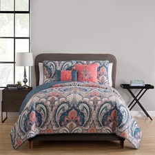 VCNY Home Casa Re'al Quilt Paisley Bedding with Matching Shams, Reversible, B...