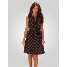 Tommy Hilfiger Navy Foulard Print Sleeveless Pintuck Tie Waist Dress Small Women