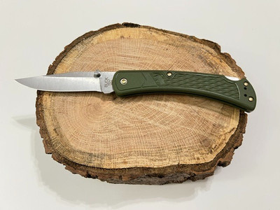 Buck 110 Slim Dark Green Folding Pocket Knife Lockback -Great Condition