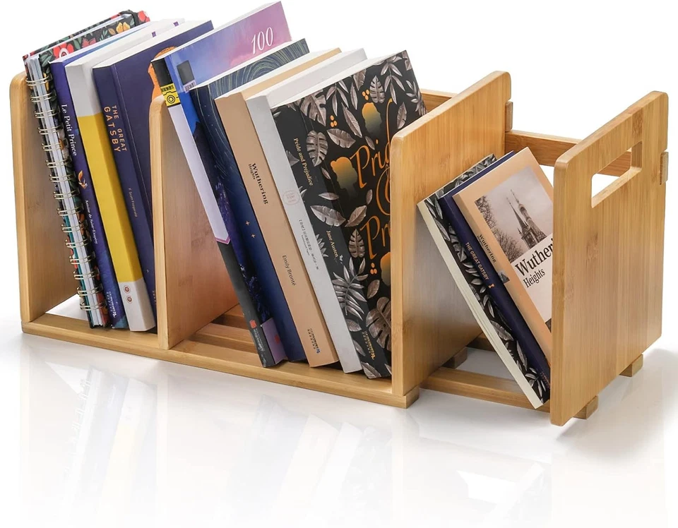 Bamboo Desktop Bookshelf, Expandable Desktop Organizer, Small Display Shelf Book - Image 2 of 4