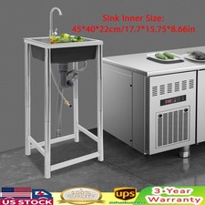 Commercial Stainless Steel Sink Outdoor Single-Bowl Utility Sink With Faucet US