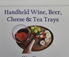 Artisan Wood Handheld Wine & Cheese Tray, Set Of 2, NEW