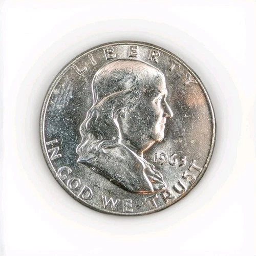 1963 Franklin Half Dollar Uncirculated 90% Silver 50C Business Strike Coin