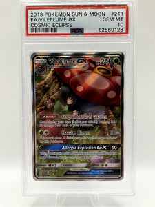 Vileplume GX (Full Art) 211/236 Sm-Cosmic Eclipse Holo PSA 10