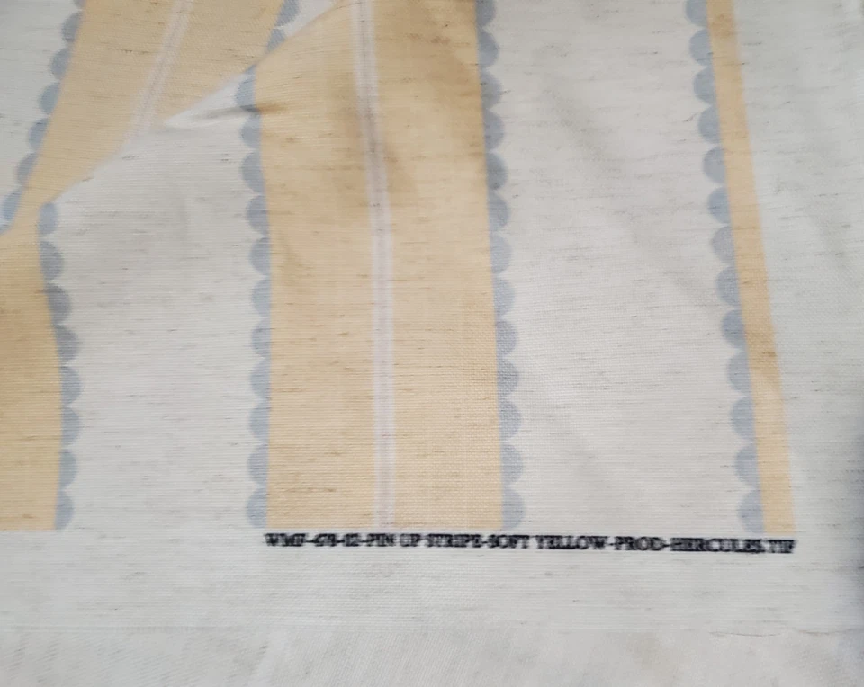1.5 Yards Yellow & White Striped Linen Blend Fabric 42"x59" Hercules TIP - Image 2 of 3