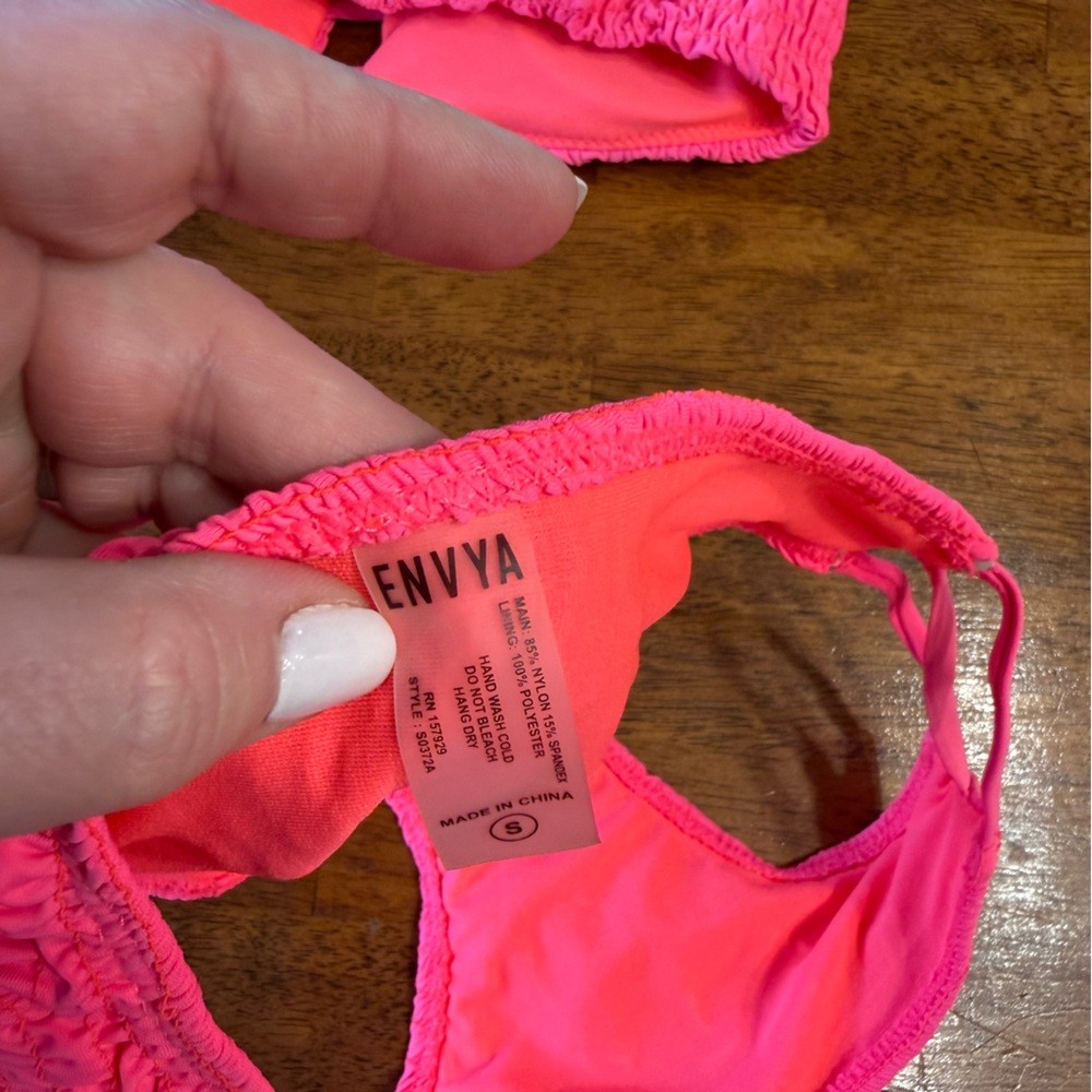 Envya Pink Bikini Set strapless size small View 3